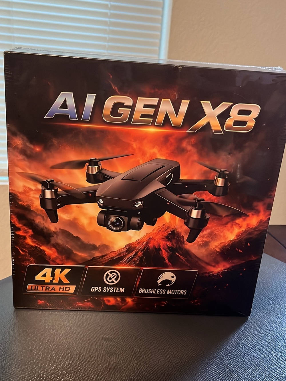 AI GEN X8 4K Ultra HD Drone - Black/Orange Packaging
